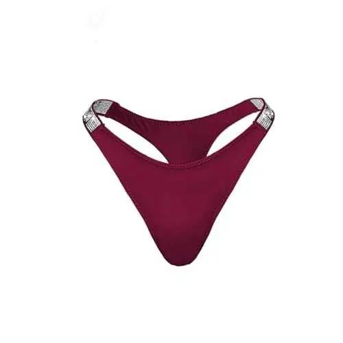 Love Salve Rhinestone Embellished Cotton Thong: Dazzling Brazilian Lingerie for Women - Love Salve